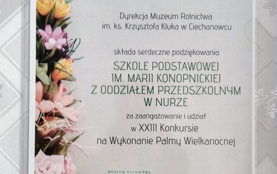 Zdjęcie do Podziękowania za udział w XXIII Konkursie na Wykonanie Palmy Wielkanocnej