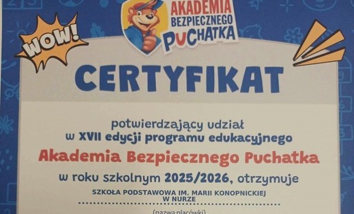 Akademia Bezpiecznego Puchatka- certyfikat